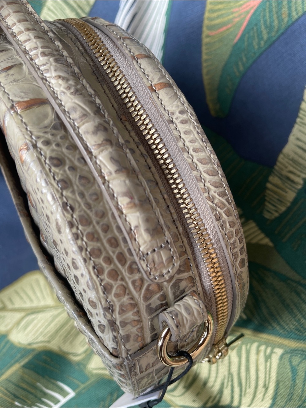 Brahmin Cream Croc-Embossed Round Top-Handle Mini Bag - Picture 13 of 14